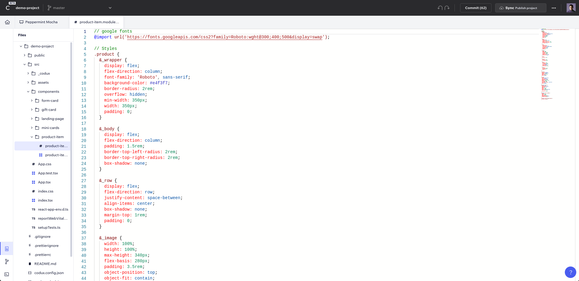 Editing a code file accessed from the file explorer on the left side of the window.